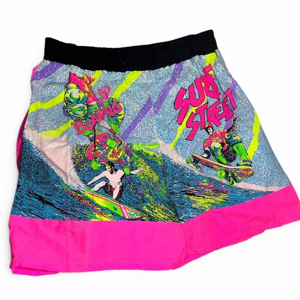 Vintage 90s surf street neon surf shorts